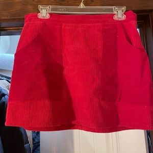 Corduroy red mini skirt